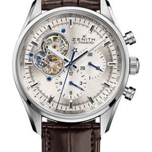 Zenith Chronomaster El Primero Open Watch - Steel - Silver Dial - Brown Alligator Strap - 03.2040.4061/01.C494