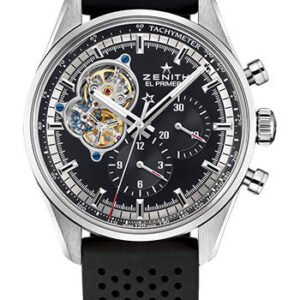 Zenith Chronomaster El Primero Open Watch - Steel - Black Dial - Black Rubber Strap - 03.2040.4061/21.R576