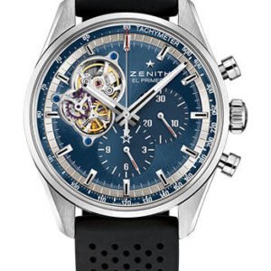 Zenith Chronomaster El Primero Open Watch - Steel - Blue Dial - Black Rubber Strap - 03.20416.4061/51.R576
