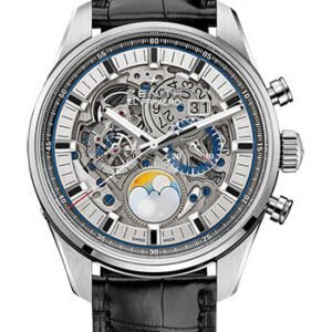Zenith Chronomaster El Primero Grande Date Full Open Watch - Steel - Sapphire Dial - Black Alligator Strap - 03.2530.4047/78.C813