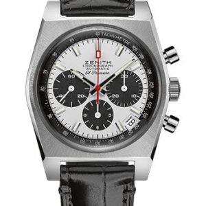 Zenith 50th El Primero Anniversary El Primero A384 Revival Watch - Steel - White Panda Dial - Black Alligator Strap - 03.A384.400/21.C815