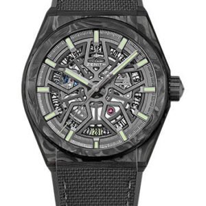 Zenith Defy Classic Watch - Carbon - Black Openworked Dial - Rubber Strap - 10.9000.670/80.R795