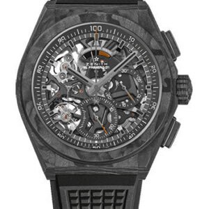 Zenith Defy El Primero 21 Watch - Black Carbon - Openworked Dial - Black Rubber Strap - 10.9000.9004/96.R921