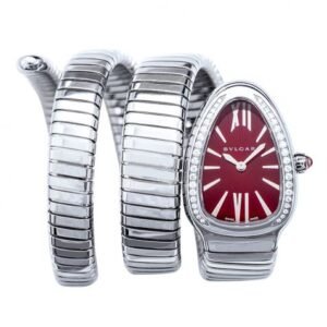 Bvlgari Serpenti Tubogas Quartz Red Lacquered Dial Diamond Ladies Watch