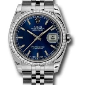 Rolex Steel and White Gold Datejust 36 Watch - 52 Diamond Bezel - Blue Index Dial - Jubilee Bracelet - 116244 blij