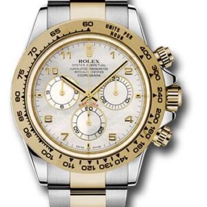 Rolex Yellow Rolesor Cosmograph Daytona 40 Watch - White Mother-Of-Pearl Arabic Dial - 116503 ma