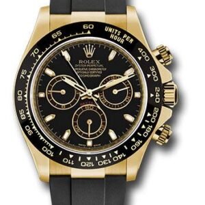 Rolex Yellow Gold Cosmograph Daytona 40 Watch - Black Index Dial - Black Oysterflex Strap - 116518LN bkof