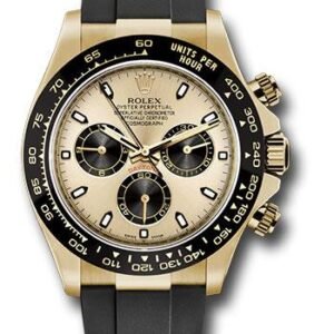 Rolex Yellow Gold Cosmograph Daytona 40 Watch - Champagne And Index Dial - Black Oysterflex Strap - 116518LN chbkof