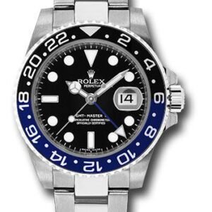 Rolex Steel GMT-Master II 40 Watch - Black And Blue Batman Bezel - Black Dial - Oyster Bracelet - 116710BLNR
