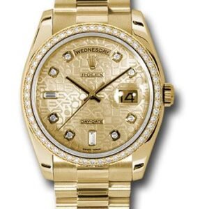 Rolex Yellow Gold Day-Date 36 Watch -  Bezel - Champagne Jubilee Diamond Dial - President Bracelet - 118348 chjdp