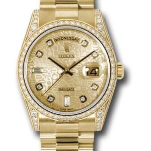 Rolex Yellow Gold Day-Date 36 Watch -  Bezel - Champagne Jubilee Diamond Dial - President Bracelet - 118388 chjdp