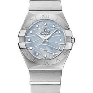 Omega Constellation Quartz 27 mm Watch - 27.0 mm Steel Case - Blue Mother-Of-Pearl Diamond Dial - 123.10.27.60.57.001