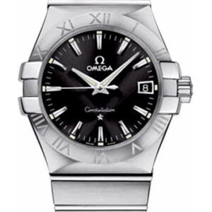 Omega Gents Constellation Quartz Watch - 35 mm Brushed Steel Case - Black Dial - 123.10.35.60.01.001