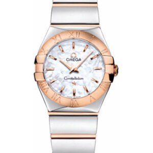 Omega Ladies Constellation Polished Quartz Watch - 24 mm Polished Steel And Red Gold Case - Mother-Of-Pearl Dial - Steel And Red Gold Bracelet - 123.20.24.60.05.003