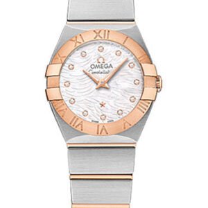 Omega Constellation Quartz Watch - 24 mm Steel Case - 18K Red Gold Bezel - Mother-Of-Pearl Diamond Dial - 123.20.24.60.55.007