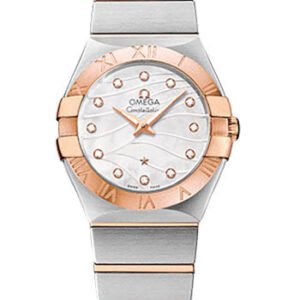 Omega Constellation Quartz 27 mm Watch - 27.0 mm Steel And Red Gold Case - 18K Red Gold Bezel - Mother-Of-Pearl Diamond Dial - Steel Bracelet - 123.20.27.60.55.006