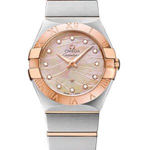 Omega Constellation Quartz 27 mm Watch - 27.0 mm Steel And Red Gold Case - 18K Red Gold Bezel - Red Gold Mother-Of-Pearl Diamond Dial - Steel Bracelet - 123.20.27.60.57.002