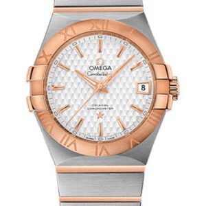 Omega Constellation Co-Axial Watch - 35 mm Steel Case - Red Gold Bezel - Silver Dial - Red Gold Bracelet - 123.20.35.20.02.005