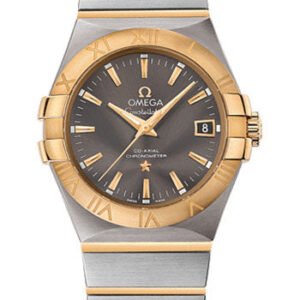 Omega Constellation Co-Axial Watch - 35 mm Steel Case - 18K Yellow Gold Bezel - Grey Dial - 123.20.35.20.06.001