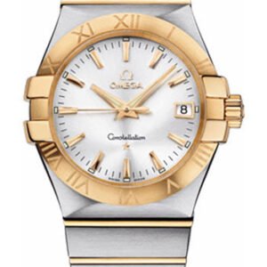 Omega Gents Constellation Quartz Watch - 35 mm Brushed Steel And Yellow Gold Case - Silver Dial - 123.20.35.60.02.002