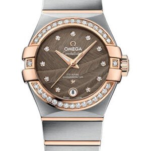 Omega Constellation Co-Axial Watch - 27 mm Steel And Red Gold Case - Praline Dial - 123.25.27.20.63.001