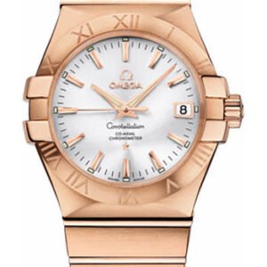 Omega Gents Constellation Chronometer Watch - 35 mm Brushed Red Gold Case - Silver Dial - 123.50.35.20.02.001
