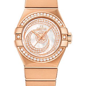 Omega Ladies Constellation Luxury Edition Watch - 27 mm Red Gold Case - Diamond Bezel - Mother-Of-Pearl Diamond Dial - 123.55.27.20.55.005