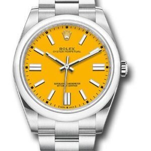 Rolex Oyster Perpetual 41 Watch - Domed Bezel - Yellow Index Dial - Oyster Bracelet - 2020 Release - 124300 yio