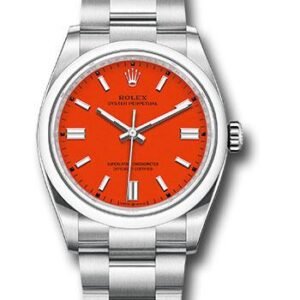 Rolex Oyster Perpetual 36 Watch - Domed Bezel - Coral Red Index Dial - Oyster Bracelet - 2020 Release - 126000 reio