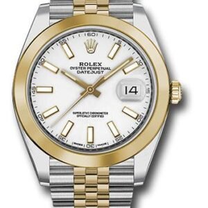 Rolex Steel and Yellow Gold Rolesor Datejust 41 Watch - Smooth Bezel - White Index Dial - Jubilee Bracelet - 126303 wij