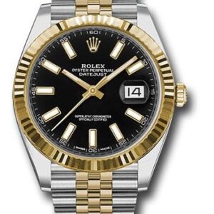 Rolex Steel and Yellow Gold Rolesor Datejust 41 Watch - Fluted Bezel - Black Index Dial - Jubilee Bracelet - 126333 bkij