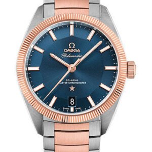 Omega Constellation Globemaster Co-Axial Master Chronometer Watch - 39 mm Steel And Sedna Gold Case - Sedna Gold Fluted Bezel - Blue Dial - 130.20.39.21.03.001