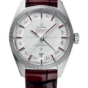 Omega Constellation Globemaster Co-Axial Master Chronometer Annual Calendar Limited Edition of 52 Watch - 41 mm Platinum Case - Platinum Dial - Burgundy Leather Strap - 130.93.41.22.99.001