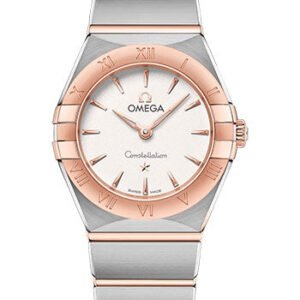 Omega Constellation Manhattan Quartz Watch - 25 mm Steel And Sedna Gold Case - Crystal White Silvery Dial - 131.20.25.60.02.001