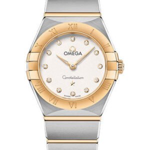 Omega Constellation Manhattan Quartz Watch - 25 mm Steel And Yellow Gold Case - Crystal White Silvery Diamond Dial - 131.20.25.60.52.002
