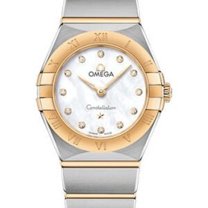 Omega Constellation Manhattan Quartz Watch - 25 mm Steel And Yellow Gold Case - Mother-Of-Pearl Diamond Dial - 131.20.25.60.55.002