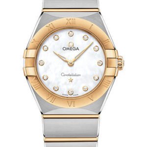 Omega Constellation Manhattan Quartz Watch - 28 mm Steel And Yellow Gold Case - Mother-Of-Pearl Diamond Dial - 131.20.28.60.55.002