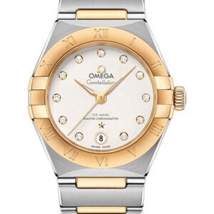 Omega Constellation Manhattan Co-Axial Master Chronometer Watch - 29 mm Steel And Yellow Gold Case - Crystal White Slivery Diamond Dial - 131.20.29.20.52.002
