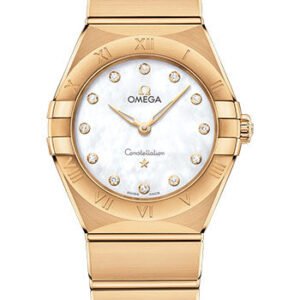 Omega Constellation Manhattan Quartz Watch - 28 mm Yellow Gold Case - Mother-Of-Pearl Diamond Dial - 131.50.28.60.55.002