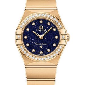 Omega Constellation Quartz - 25 mm Yellow Gold Case - Diamond Bezel - Blue Glass Diamond Dial - 131.55.25.60.53.001