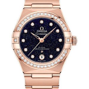 Omega Constellation Omega Co-Axial Master Chronometer - 29 mm Sedna Gold Case - Diamond Bezel - Blue Glass Diamond Dial - 131.55.29.20.53.003