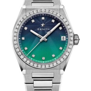 Zenith Defy Midnight Borealis Watch - 36 mm Steel Case - Blue To Green Gradient & GuillochŽ Dial - Steel Bracelet - 16.9200.670/34.MI001