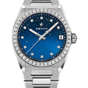 Zenith Defy Midnight Watch - Steel - Diamond Bezel - Gradient Blue Dial - Metal Bracelet - 16.9200.670/01.MI001