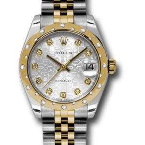Rolex Steel and Yellow Gold Datejust 31 Watch - 24 Diamond Bezel - Silver Jubilee Diamond Dial - Jubilee Bracelet - 178343 sjdj