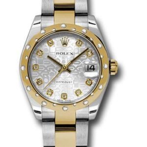Rolex Steel and Yellow Gold Datejust 31 Watch - 24 Diamond Bezel - Silver Jubilee Diamond Dial - Oyster Bracelet - 178343 sjdo