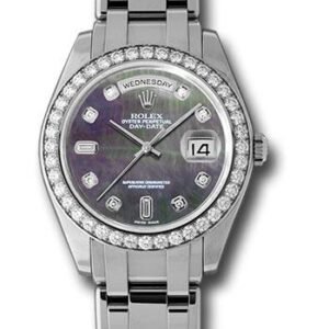 Rolex Platinum Day-Date Special Edition 39 Watch - 40 Diamond Bezel - Dark Mother-Of-Pearl Diamond Dial - 18946 dkmd