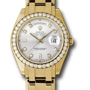 Rolex Yellow Gold Day-Date Special Edition 39 Watch - 40 Diamond Bezel - Silver Diamond Dial - 18948 sd