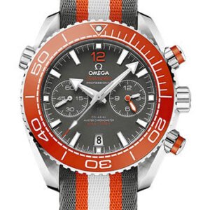 Omega Seamaster Planet Ocean 600M Omega Co-Axial Master Chronometer Chronograph - 45.5 mm Steel Case - Ceramised Titanium Dial - Grey And White Polyamide Nato Strap - 215.32.46.51.99.001