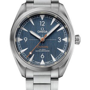 Omega Seamaster Railmaster Omega Co-Axial Master Chronometer Watch - 40 mm Steel Case - Vertically Brushed Blue Jeans Dial - 220.10.40.20.03.001