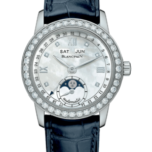 Blancpain Ladybird Quantieme Complet Diamond Blue Alligator Ladies Watch - 2360 4691A 55A